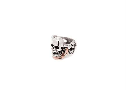 Rhodium Plated Skull Mens Ring